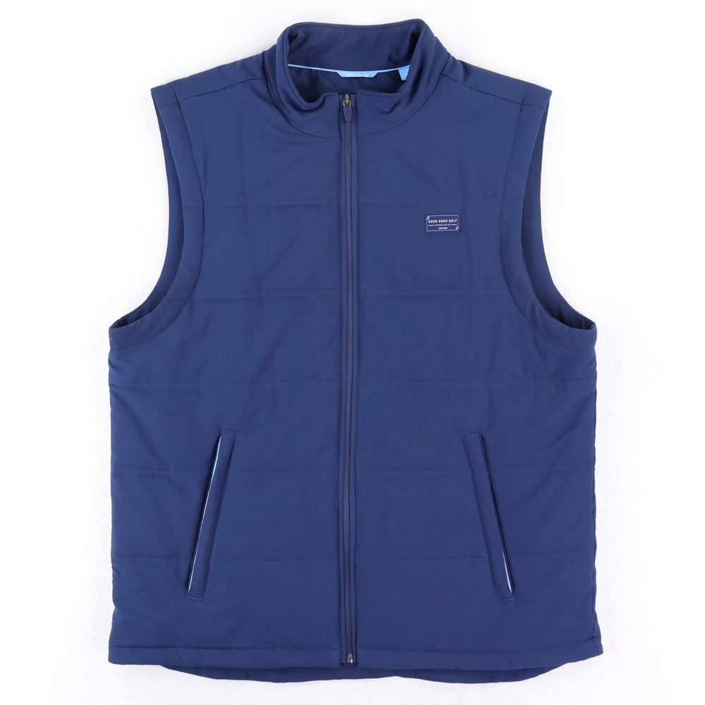 Good Good Golf Quilted Vest Mens Large Navy Blue Full Zip Performance Outerwear